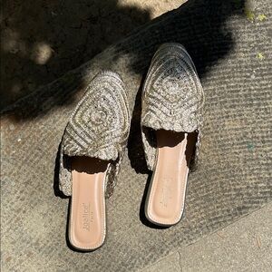 Size 39 (8.5 US) | Joalice Paris | Moroccan-Style Woven Gold-Toned Slip-Ons
